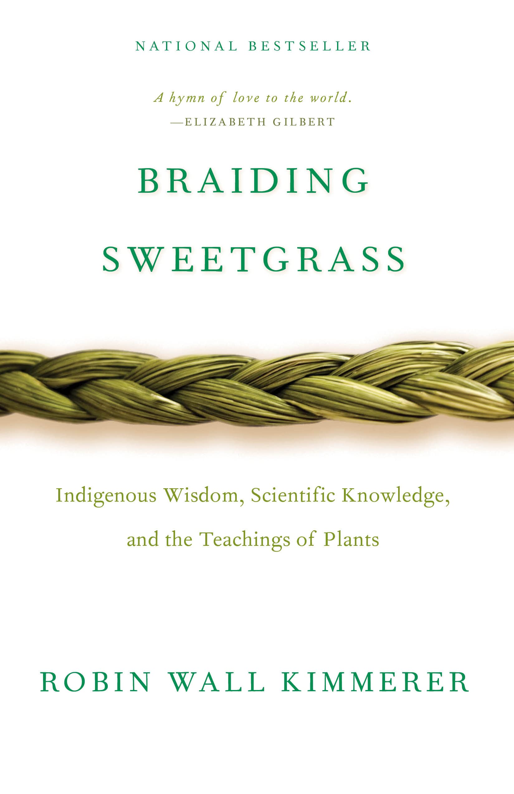 a graphic of the cover of Braiding Sweetgrass by Robin Wall Kimmerer