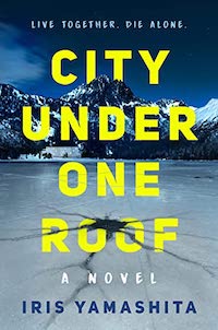 cover of City Under One Roof by Iris Yamashita; image of a snow-covered town as seen from across a frozen lake with a big crack in the middle