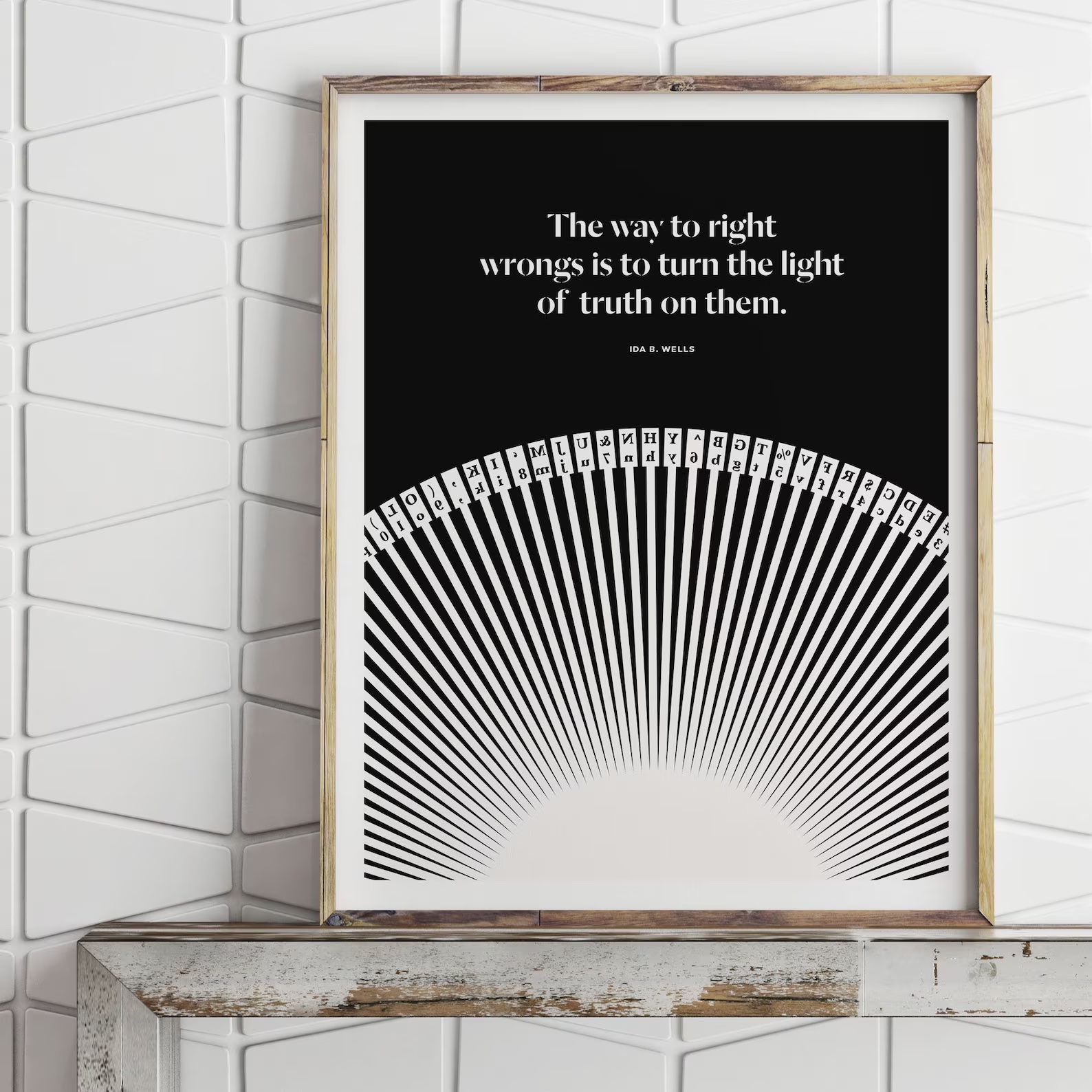 a photo of an art print that features a quote by Ida B. Wells: The Way to right wrongs is to shine the light of truth on them