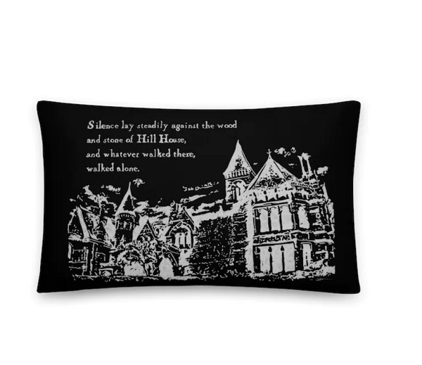 the haunting of hill house throw pillow from comedrawwithusdanny