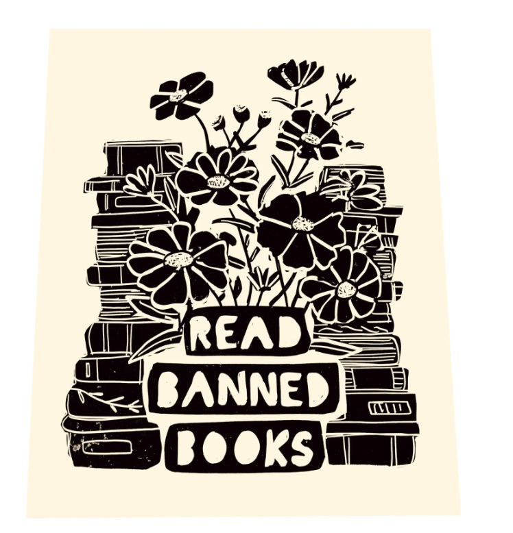 read banned books linoprint