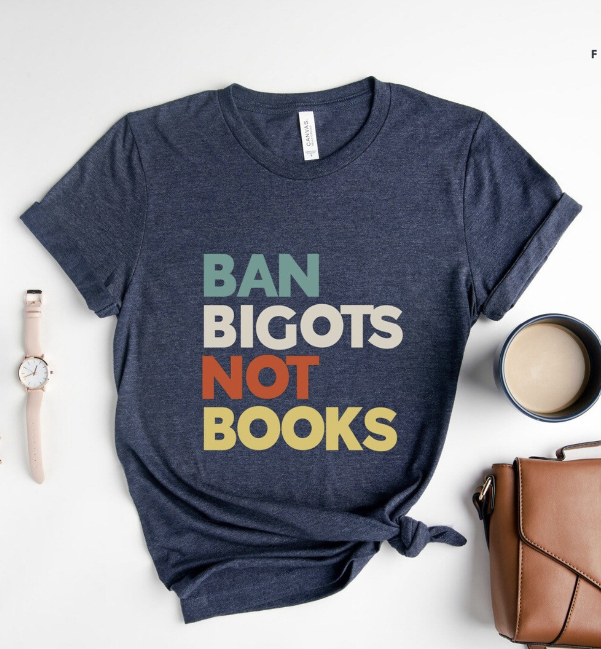 Ban Bigots Not Books Navy shirt