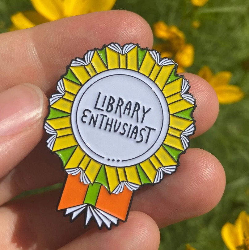 library enthusiast enamel pin