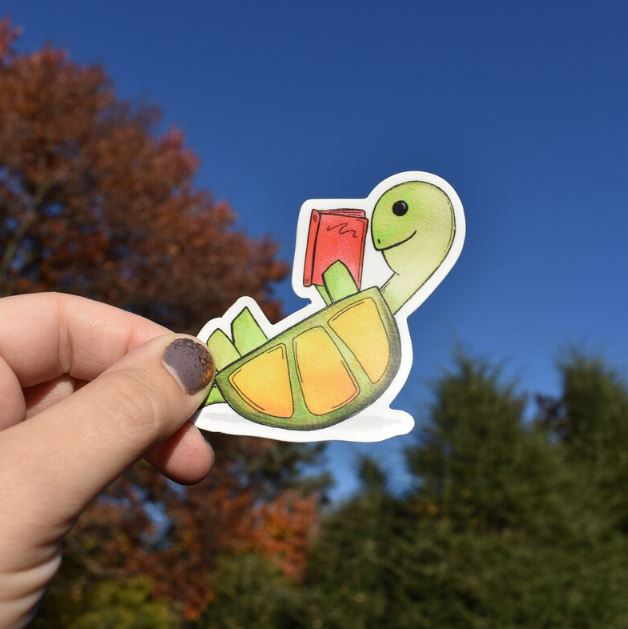 Reading Turtle Sticker by KnauerDesigns