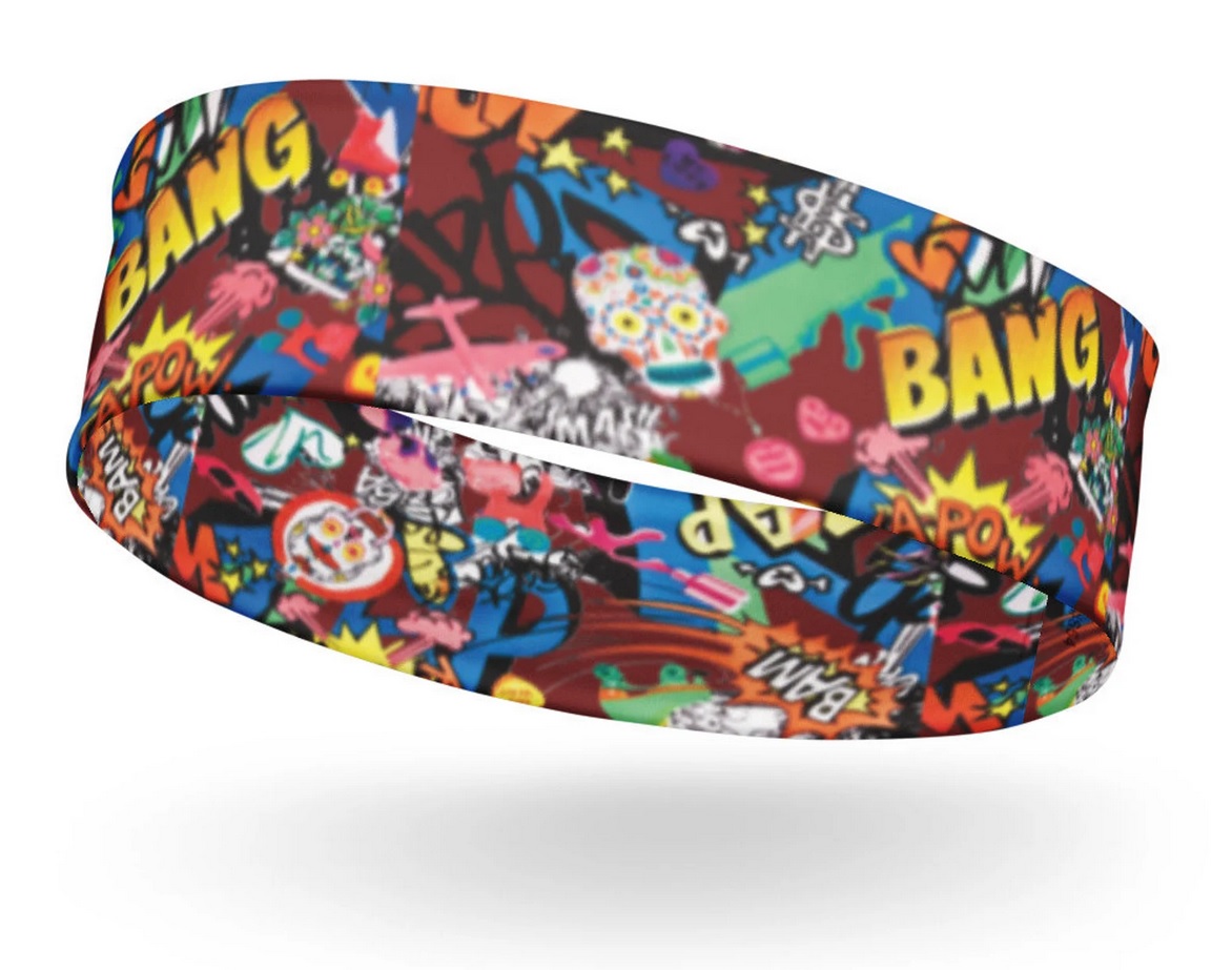 A headband featuring comic-related images