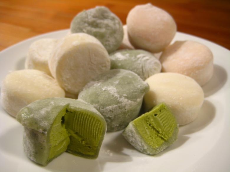 mochi ice cream balls on a platter