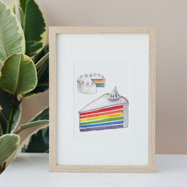 a print of a rainbow cake