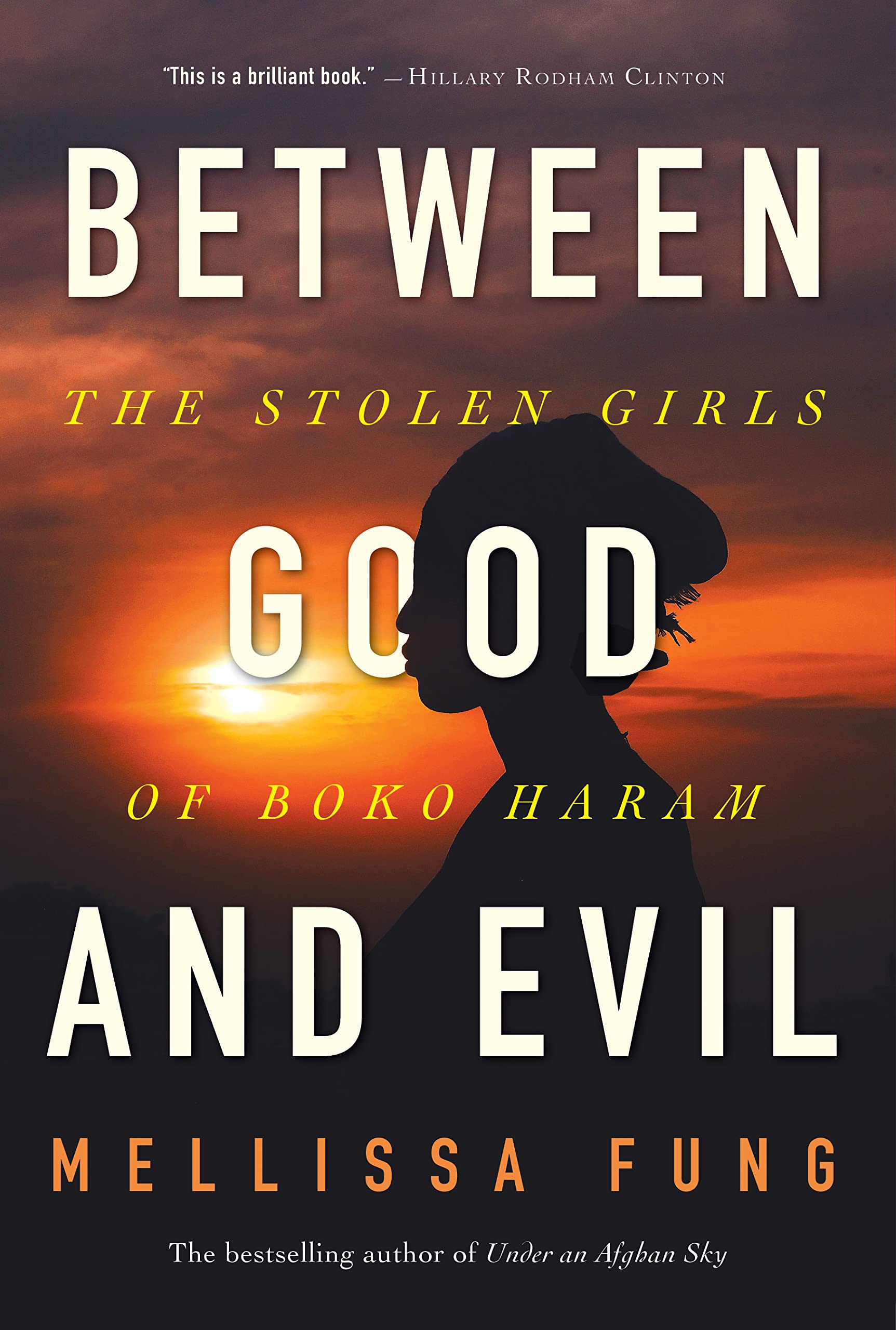 a graphic of the cover of Between Good and Evil: The Stolen Girls of Boko Haram by Mellissa Fung