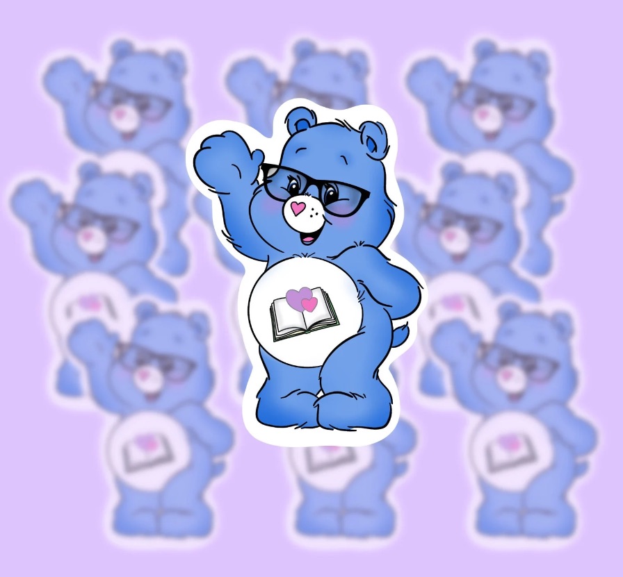 Reads a lot care bear sticker