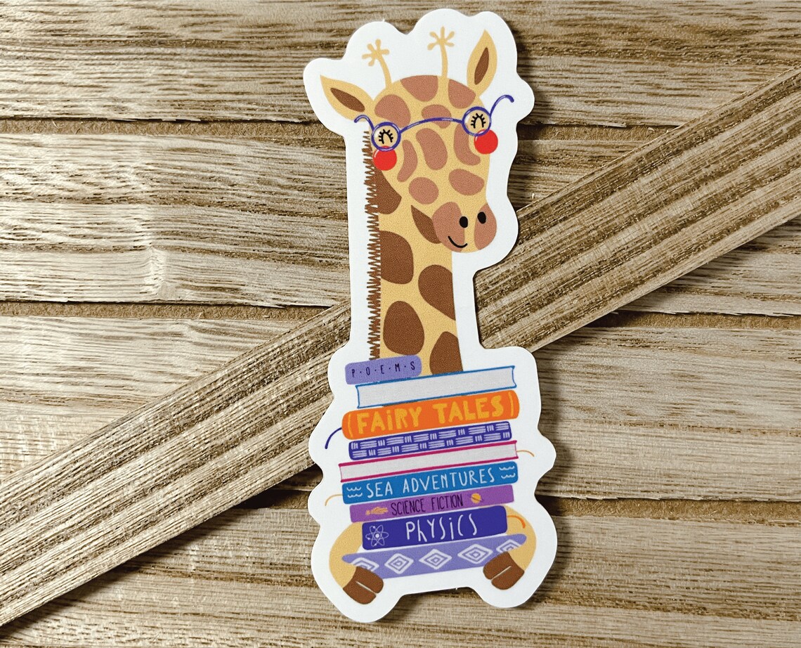 Giraffe Reading Sticker RaffasBookClub