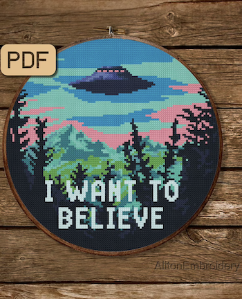 I Want to Believe cross stitch pattern