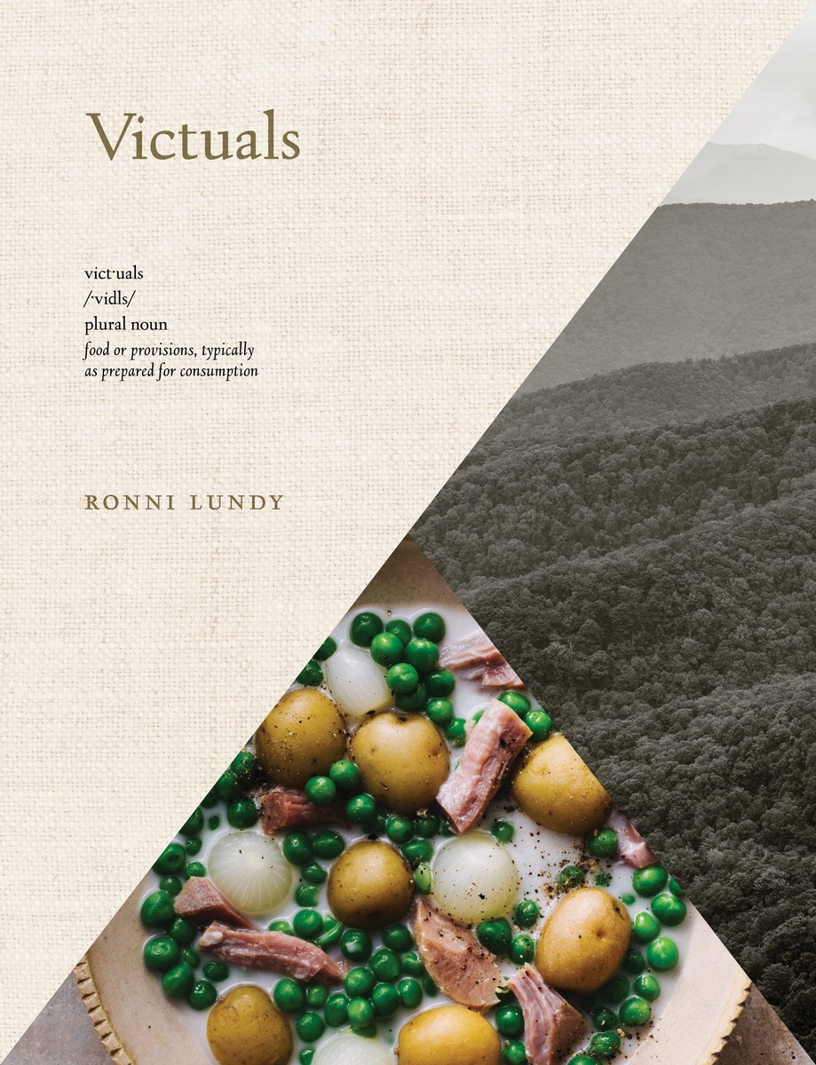 a graphic of the cover of Victuals: An Appalachian Journey, with Recipes by Ronni Lundy