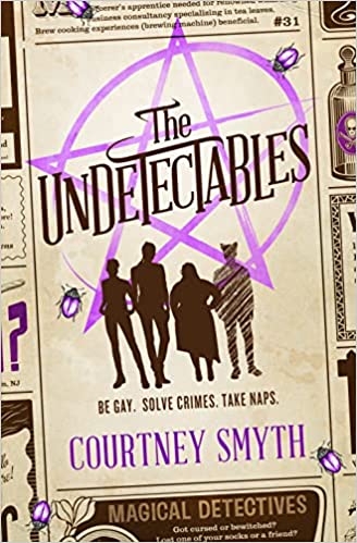 cover of The Undetectables by Courtney Smyth; shadows of four individuals in front of a purple pentagram