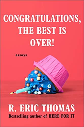 the cover of Congratulations, The Best Is Over!, showing a cupcake that has fallen icing down