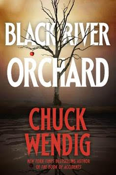 cover of Black Orchard by Chuck Wendig; image of a lone tree with no leaves and one bright red apple hanging off a branch