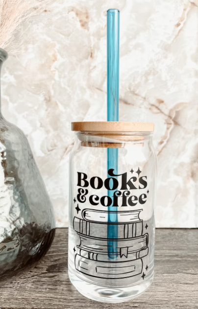Books and Coffee Reading Can Glass