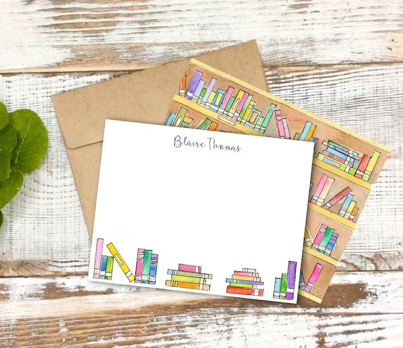 Library Stationery Note Cards by Yellow Yardbird Design