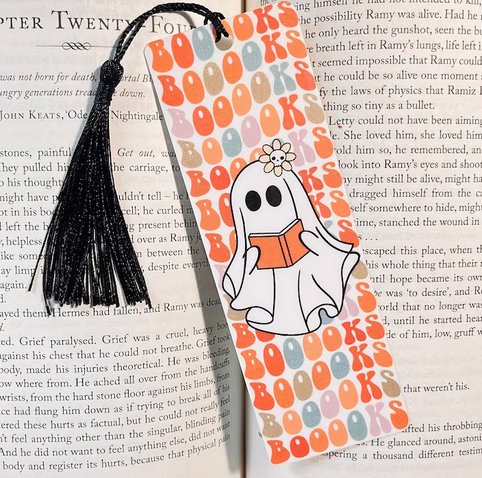 Booooooks White Halloween Bookmark