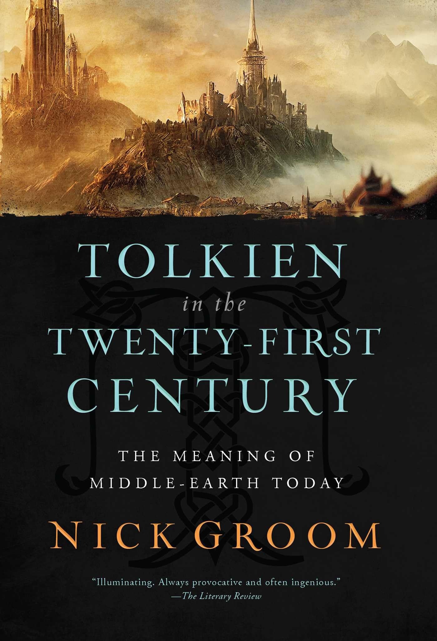 a graphic of the cover of Tolkien in the Twenty-First Century: The Meaning of Middle-Earth Today by Nick Groom