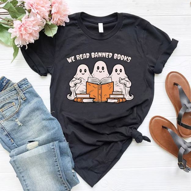 Spooky Banned Book T-Shirt by Flower Fashion Shirts