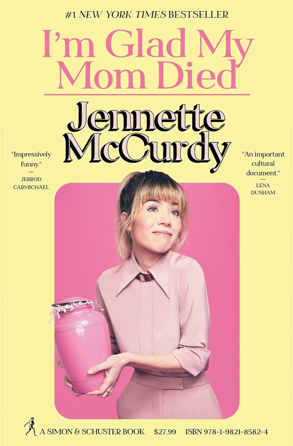 a graphic of the cover of I’m Glad My Mom Died by ​​Jeanette McCurdy