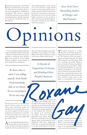 cover of Opinions: A Decade of Arguments, Criticism, and Minding Other People's Business by Roxane Gay; image made to look like front page of a newspaper