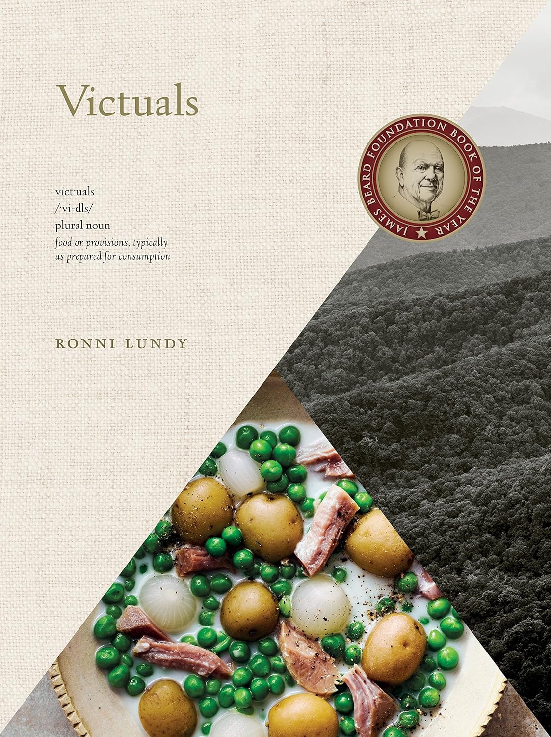 a graphic of the cover of Victuals: An Appalachian Journey, with Recipes by Ronni Lundy 