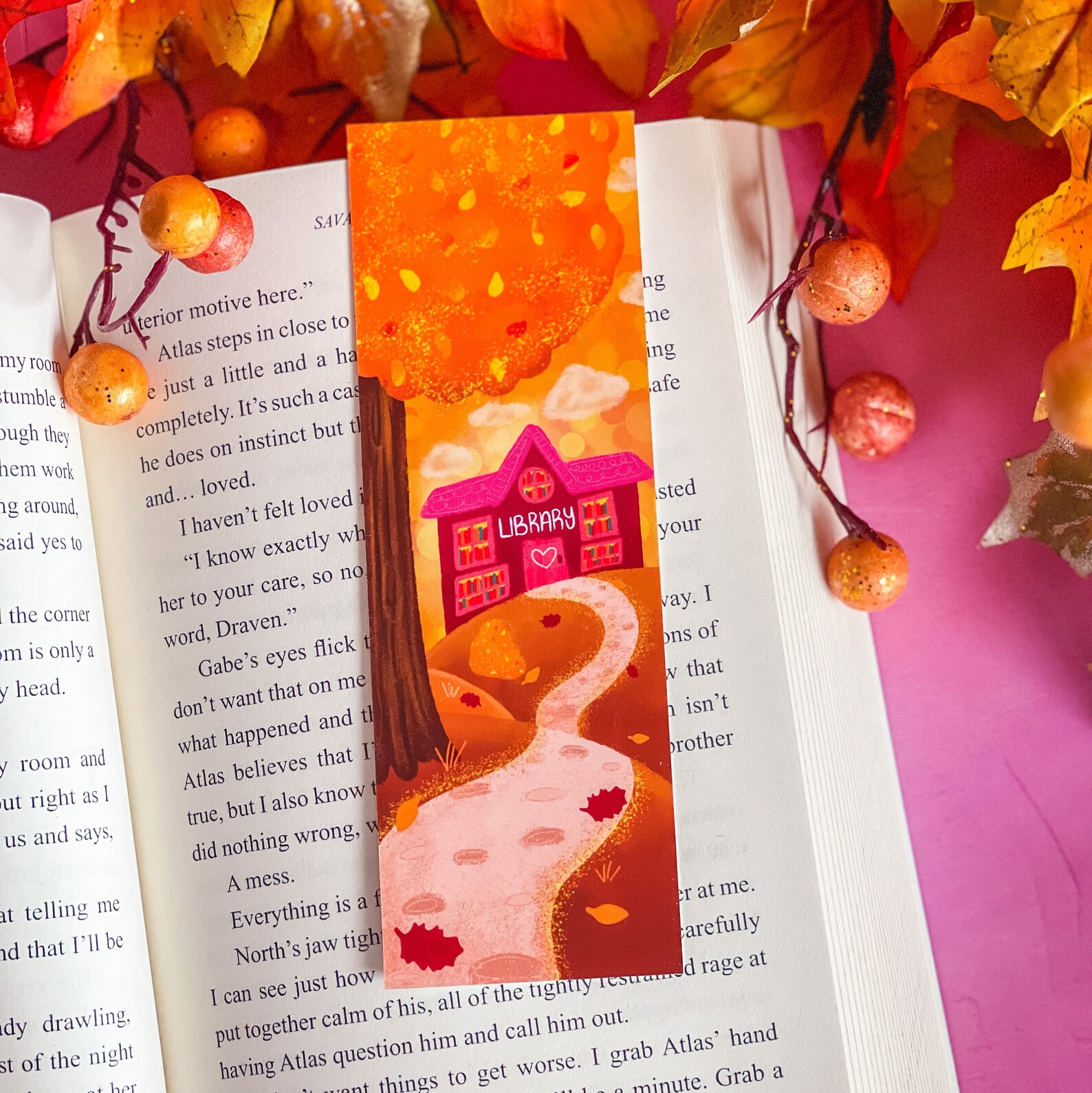fall library bookmark 