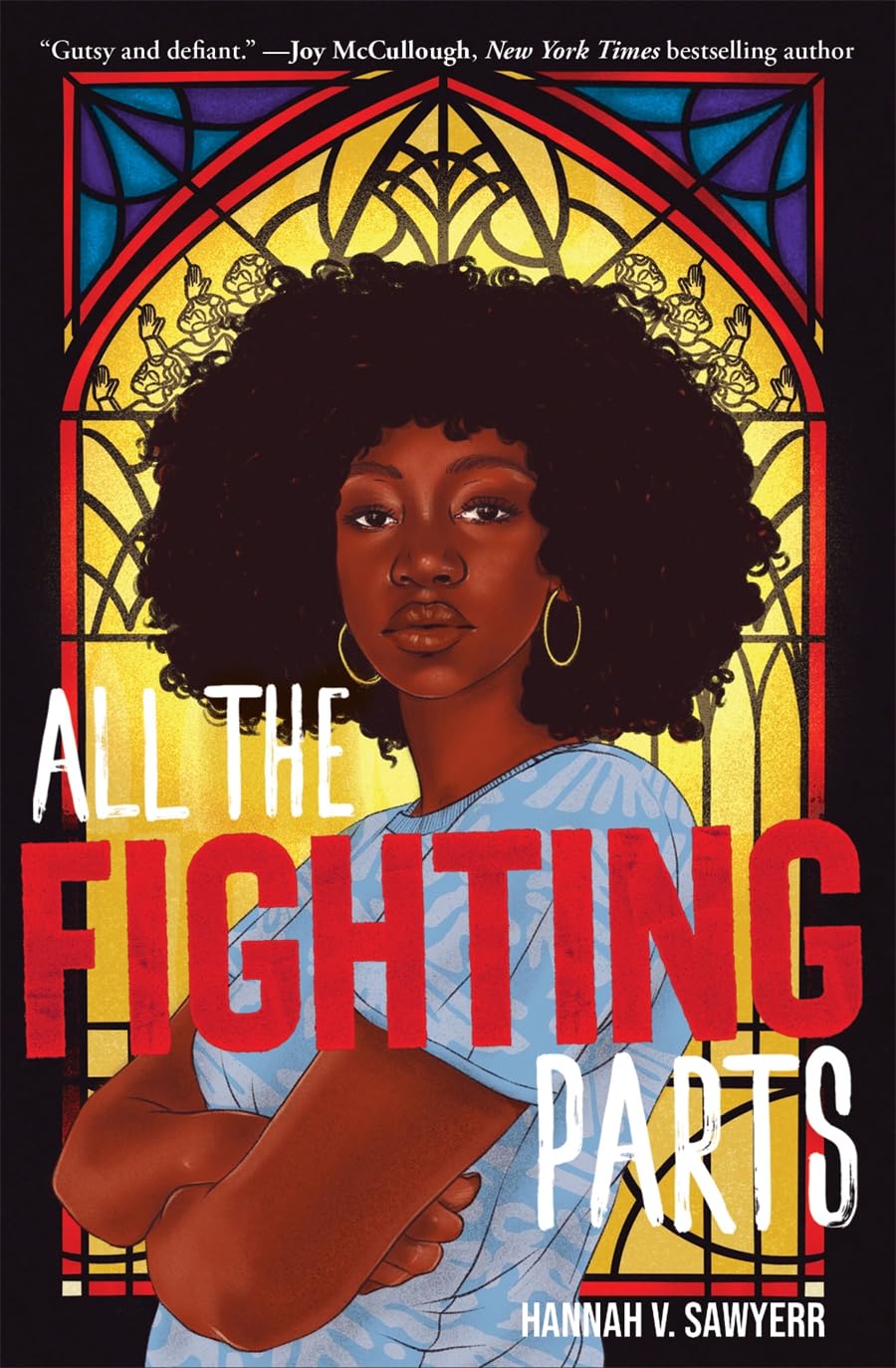 a graphic of the cover of All the Fighting Parts by Hannah V. Sawyerr 