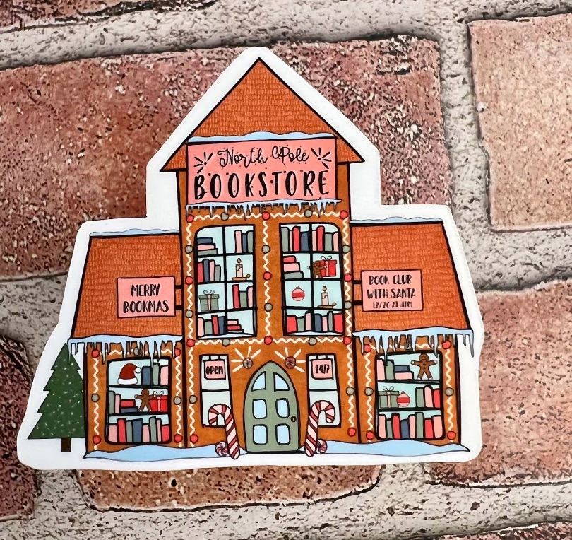 gingerbread bookstore sticker