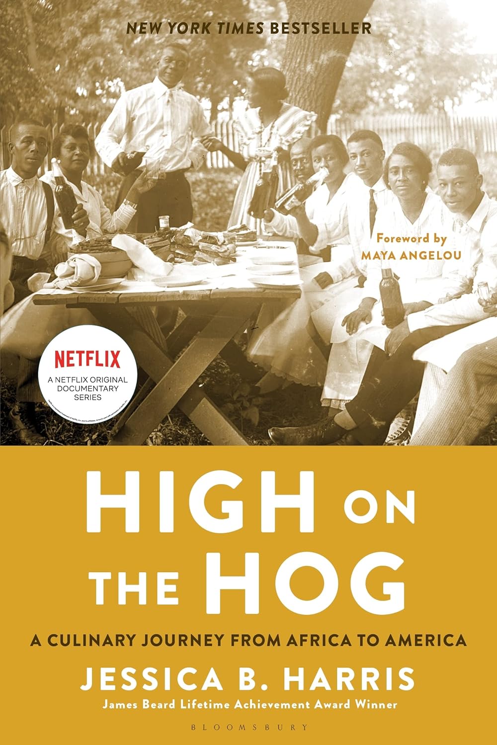 a graphic of the cover of high on the hog 