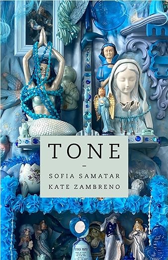 cover of Tone by Sofia Samatar and Kate Zambreno; image of religious icons in whites and blues
