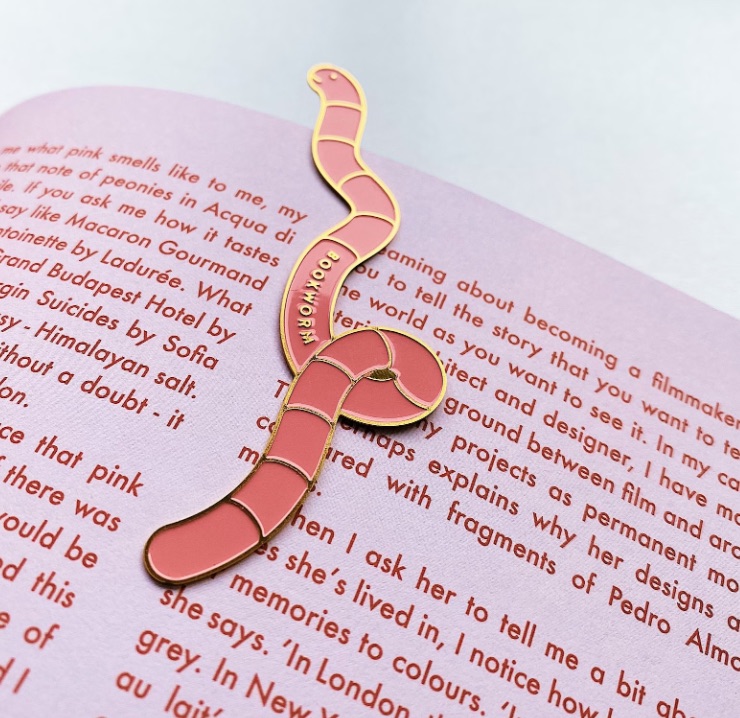 enamel bookworm bookmark 
