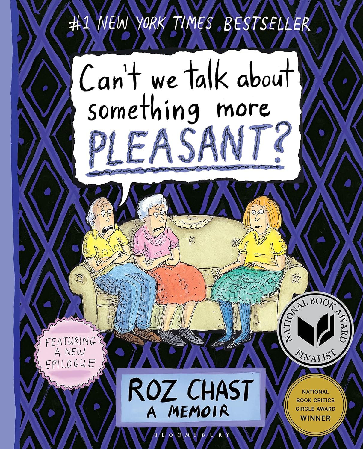 a graphic of the cover of can we talk about something more pleasant 