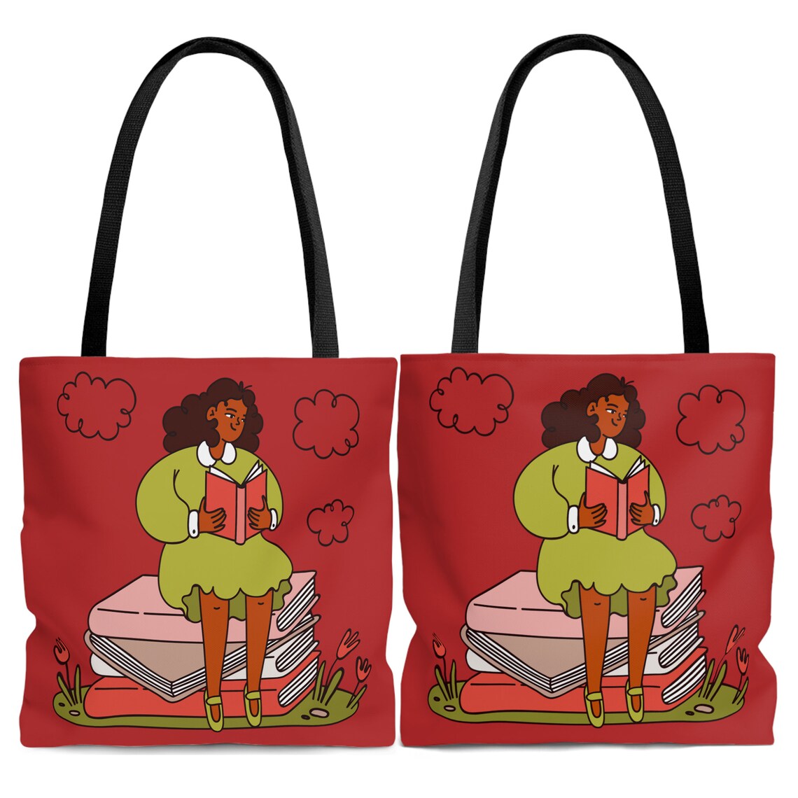 Black Girl Reading Tote Bag by thetrinigee
