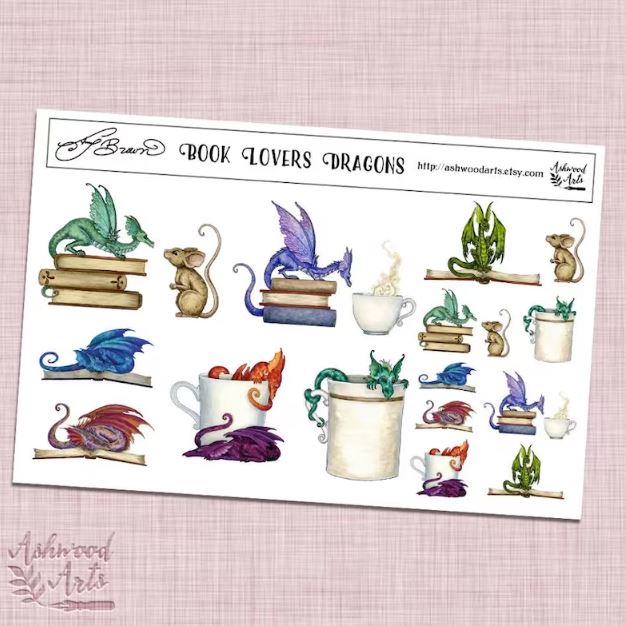 Book Dragon Stickers by BlueMoonStickers