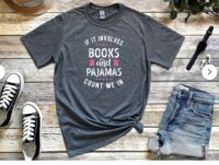 picture of books and PJs shirt