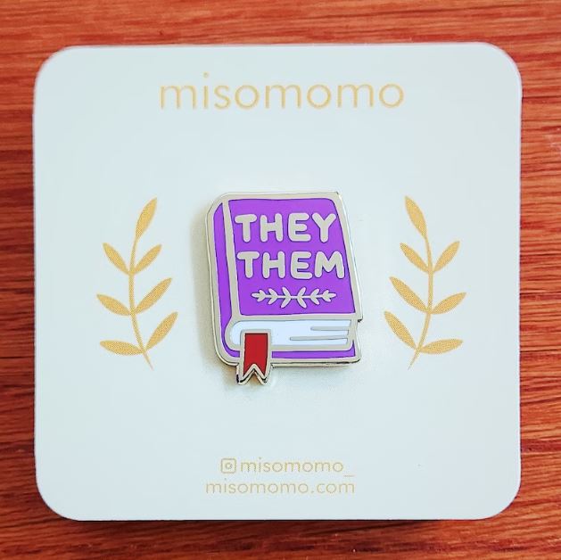 They/Them Book Pin by misomomo