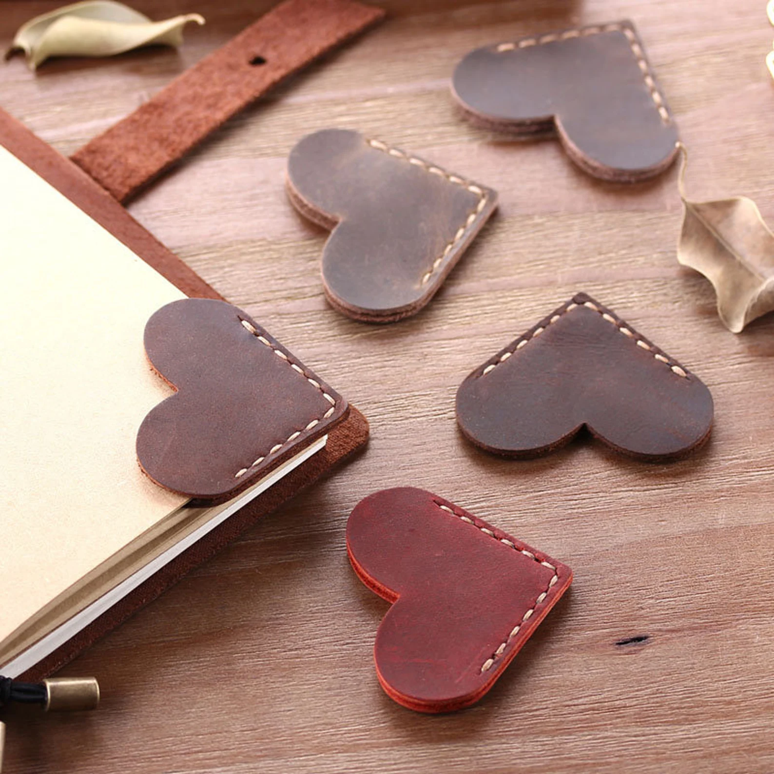 image of several heart shaped corner bookmarks