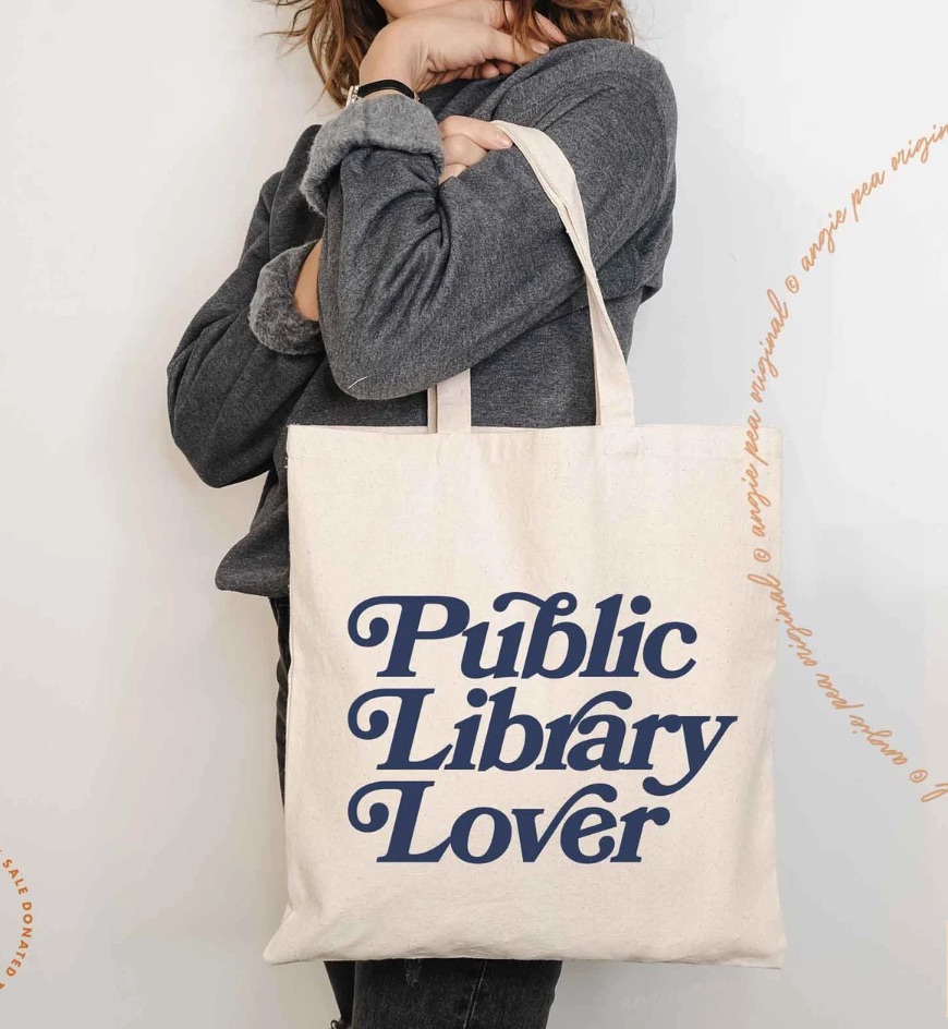 public library lover tote bag