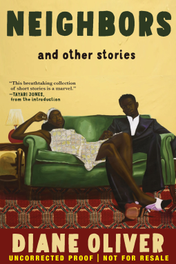 cover of Neighbors and Other Stories; illustration of a Black woman and man reclining on a green couch