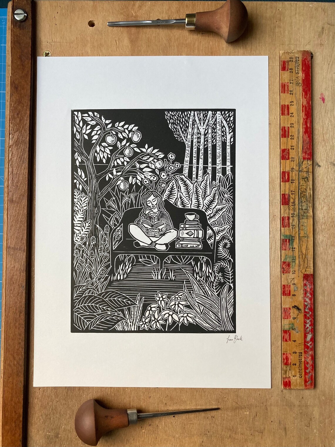 Garden Reader Print by HighlandWandererArt