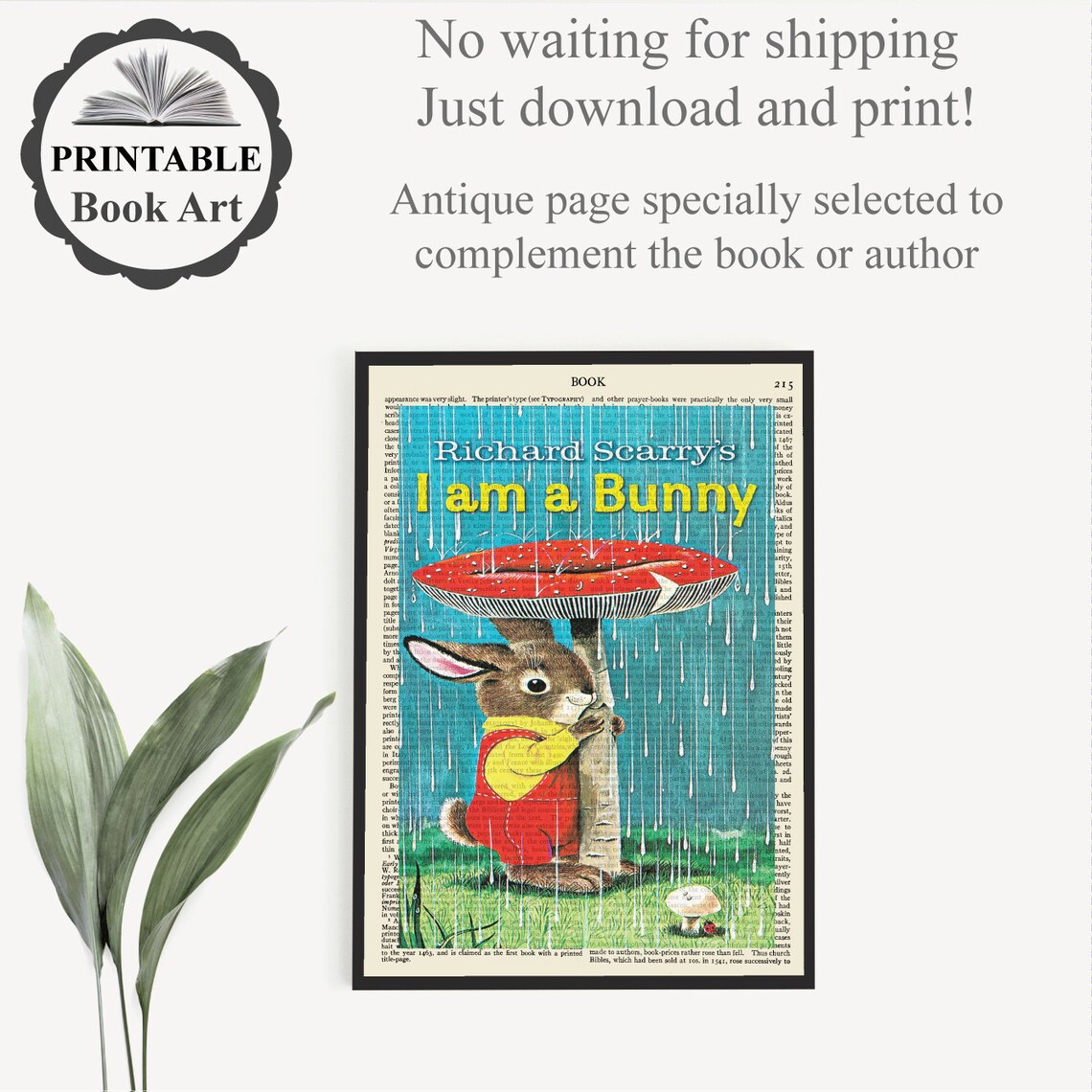 'I am a Bunny' Richard Scarry Book Cover Print by PrintableBookArt