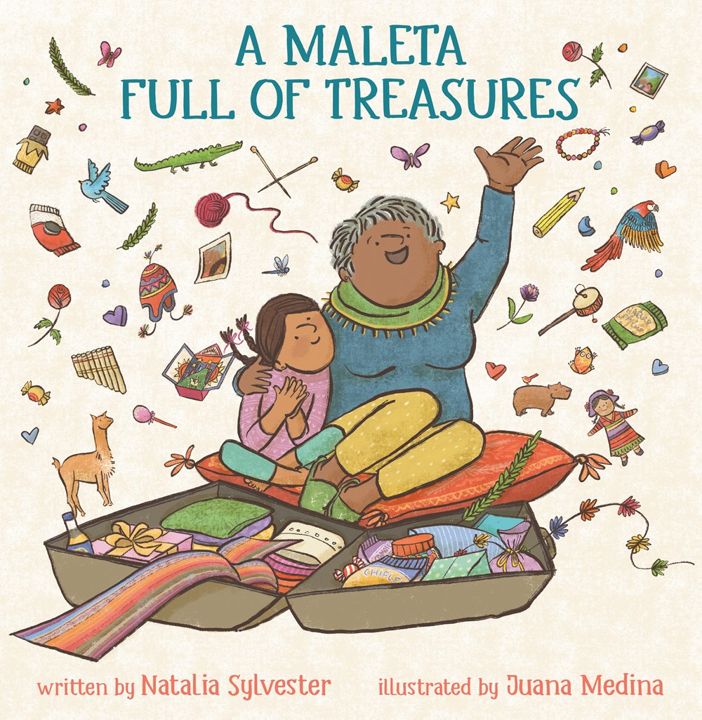 Cover of A Maleta Full of Treasures by Natalia Sylvester, illustrated by Juana Medina