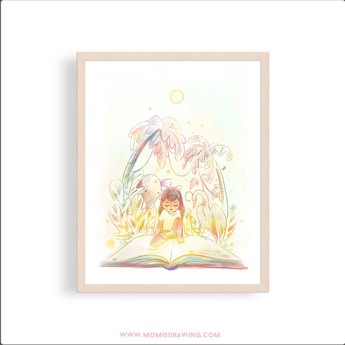 Girl with a Book Print by Momisdrawing
