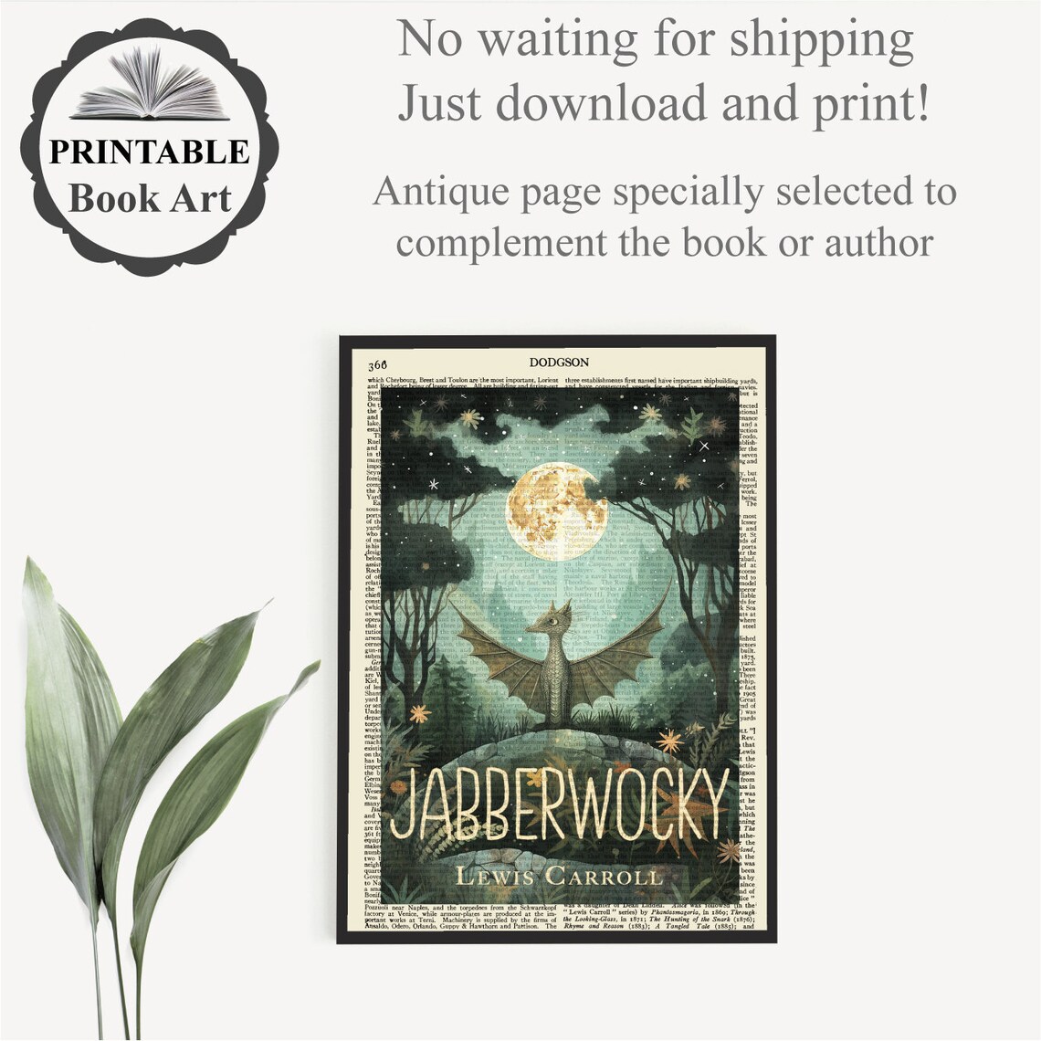 Jabberwocky Book Cover Print by PrintableBookArt