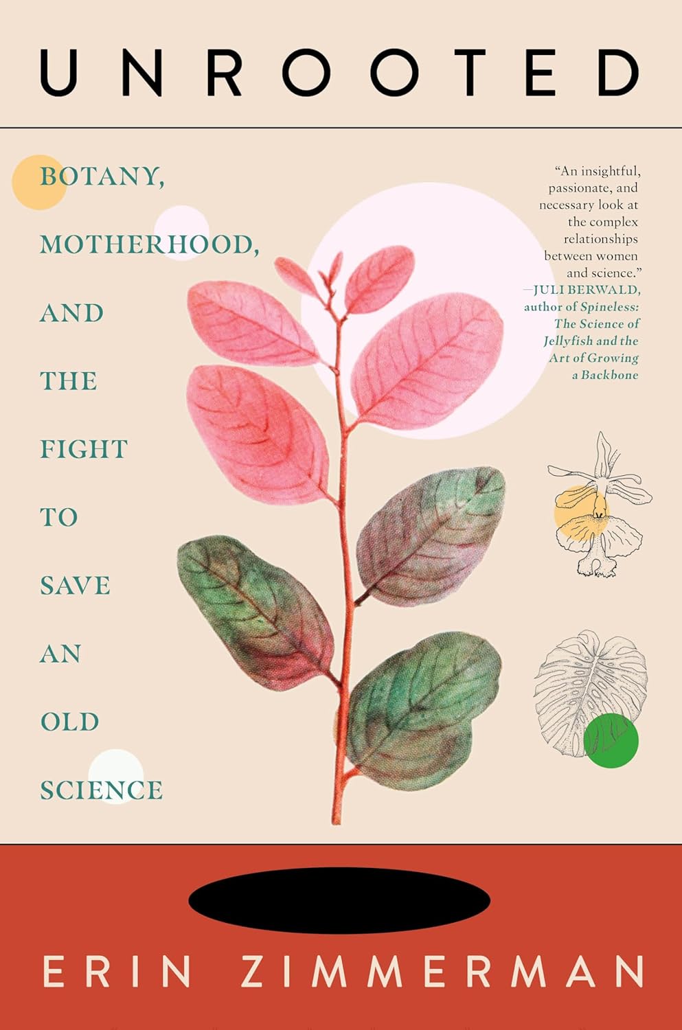 a graphic of the cover of Unrooted: Botany, Motherhood, and the Fight to Save an Old Science by Erin Zimmerman