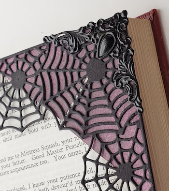 Lacy, spider web corner bookmark