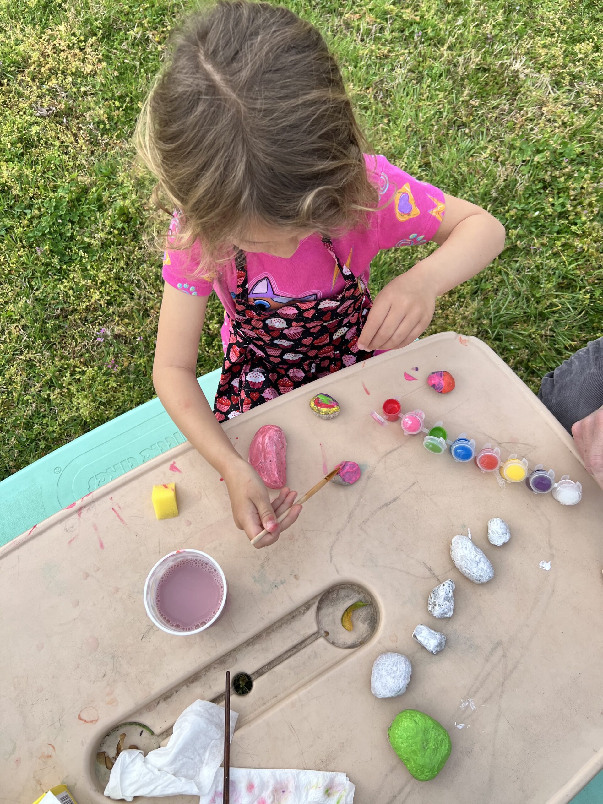 Painting rocks, the kids are all right