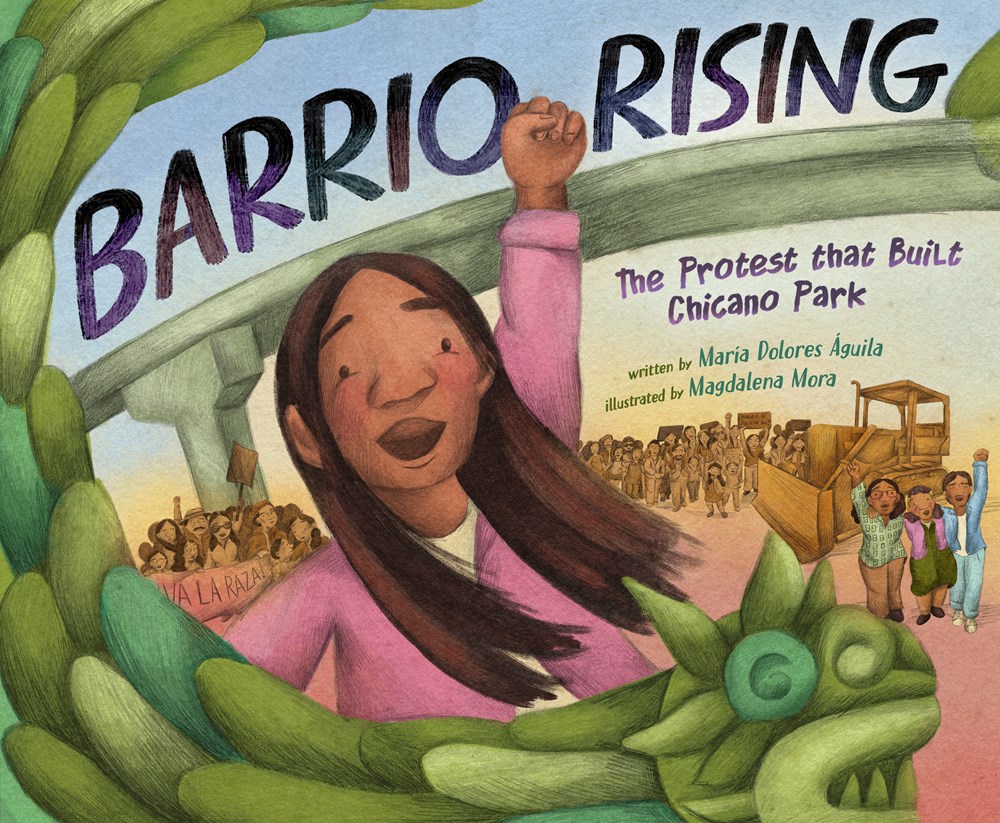 Cover of Barrio Rising by María Dolores Águila, illustrated by Magdalena Mora